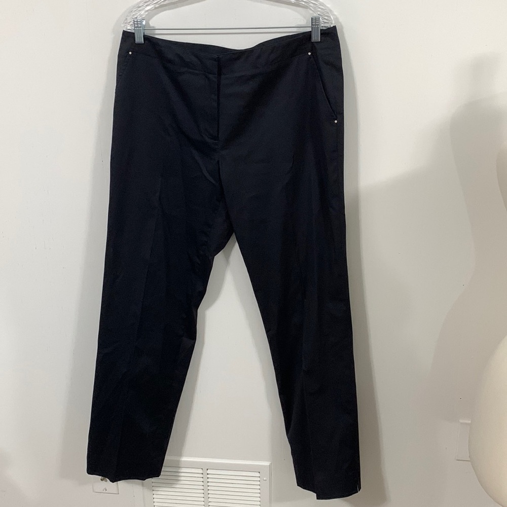 Calvin Klein Dark Navy Blue creased work pants / office pants Size 14 good cond - Picture 2 of 7